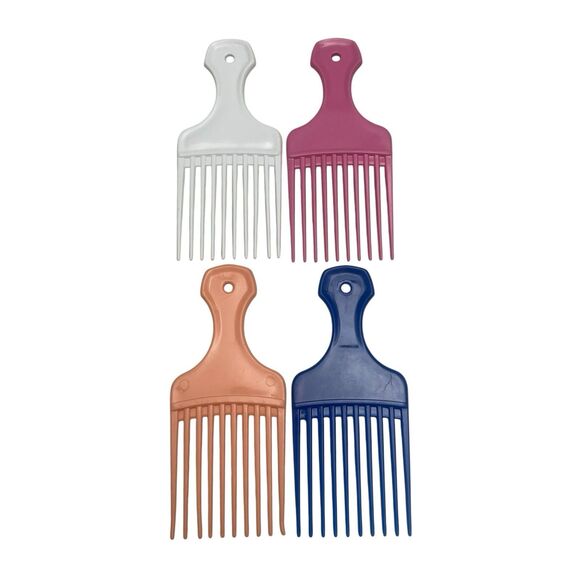 Vintage Plastic Hair Pick Lift Combs 5.25"L 4 Piece Lot Made In USA. Assorted - Picture 3 of 6